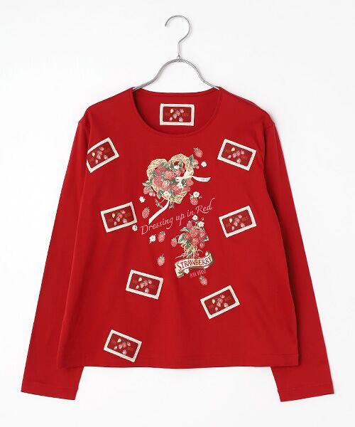 PINK HOUSE / ピンクハウス カットソー | 苺リースプリントカットソー（アカ）