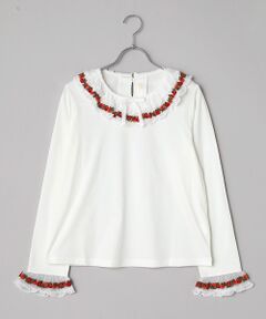 オリジナル苺ブレードレース×ドットチュール襟付きカットソー