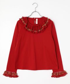 PINK HOUSE / ピンクハウス カットソー | オリジナル苺ブレードレース×ドットチュール襟付きカットソー