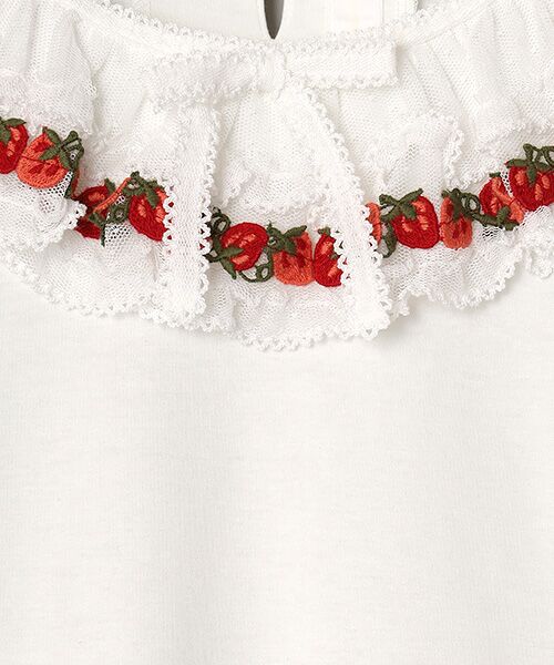 PINK HOUSE / ピンクハウス カットソー | オリジナル苺ブレードレース×ドットチュール襟付きカットソー | 詳細2