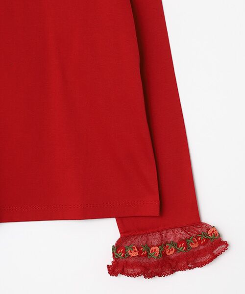 PINK HOUSE / ピンクハウス カットソー | オリジナル苺ブレードレース×ドットチュール襟付きカットソー | 詳細5