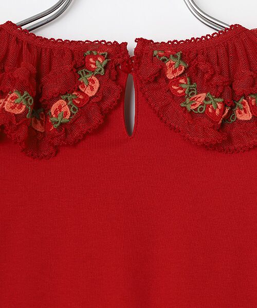 PINK HOUSE / ピンクハウス カットソー | オリジナル苺ブレードレース×ドットチュール襟付きカットソー | 詳細6