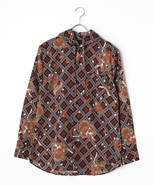 PINK HOUSE / ピンクハウス シャツ・ブラウス | 苺リースプリントフードブラウス（クロ）