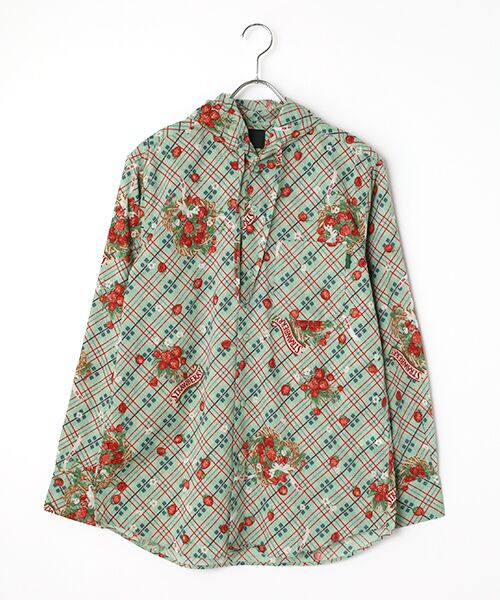 PINK HOUSE / ピンクハウス シャツ・ブラウス | 苺リースプリントフードブラウス（グリーン）
