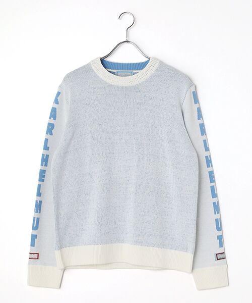 PINK HOUSE / ピンクハウス ニット・セーター | 袖ロゴニットプルオーバー（キナリ×ブルー）