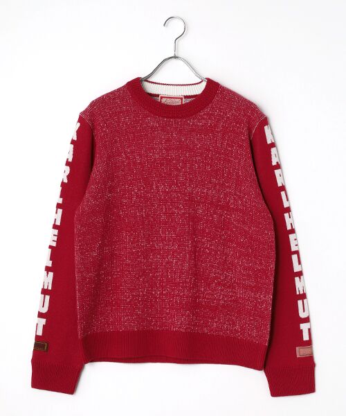 PINK HOUSE / ピンクハウス ニット・セーター | 袖ロゴニットプルオーバー（アカ×キナリ）