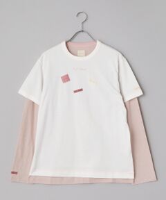 ロゴ＆ネームワッペンＴシャツとボーダー長袖Ｔシャツのセット