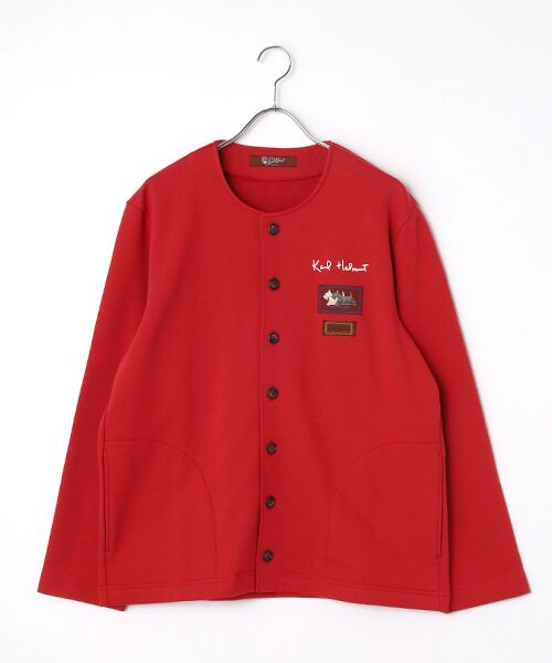 PINK HOUSE / ピンクハウス カーディガン・ボレロ | ロゴ＆ネーム使いスウェットカーディガン（アカ）