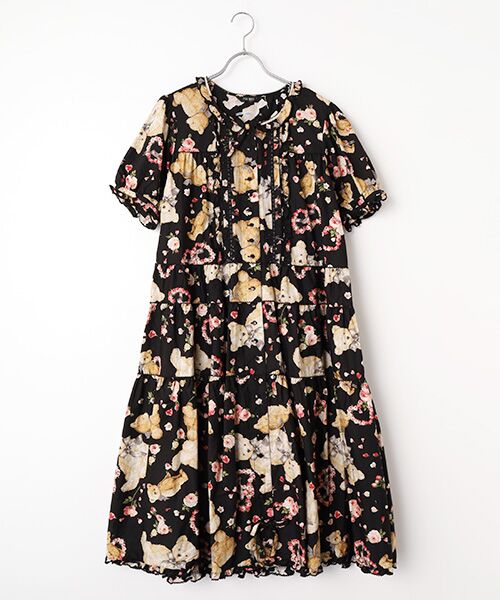 PINK HOUSE / ピンクハウス ロング・マキシ丈ワンピース | テディローズプリントミディワンピース（クロ）