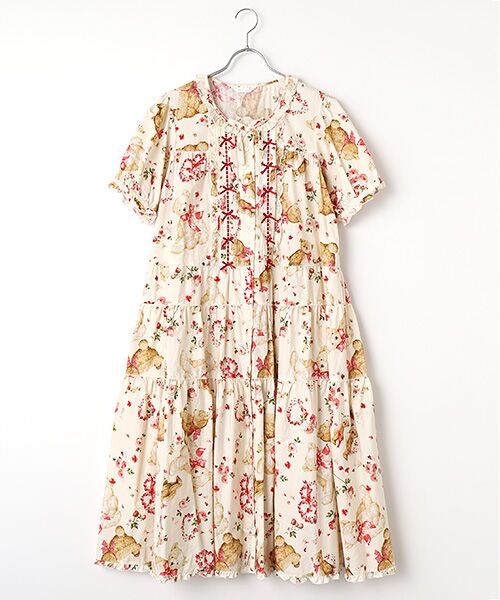 PINK HOUSE / ピンクハウス ロング・マキシ丈ワンピース | テディローズプリントミディワンピース（バニラ）