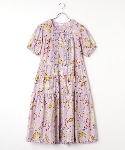 PINK HOUSE / ピンクハウス ロング・マキシ丈ワンピース | テディローズプリントミディワンピース（ラベンダー）