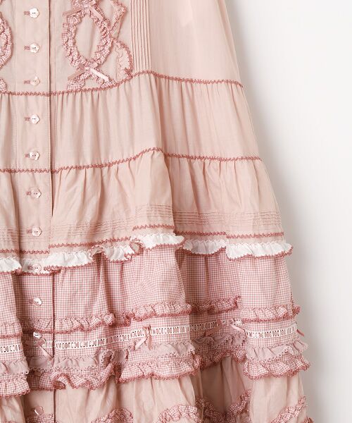 PINK HOUSE / ピンクハウス ロング・マキシ丈ワンピース | ローン×ギンガムチェックパッチワークワンピース | 詳細5