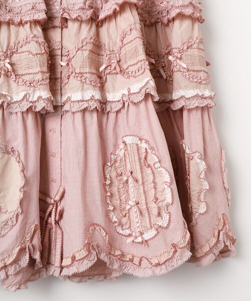 PINK HOUSE / ピンクハウス ロング・マキシ丈ワンピース | ローン×ギンガムチェックパッチワークワンピース | 詳細6