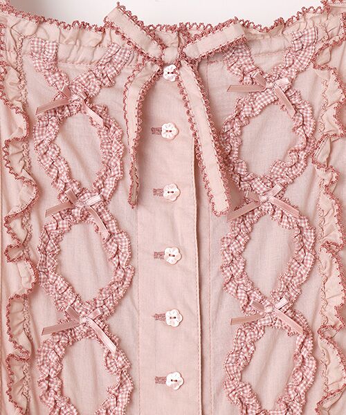 PINK HOUSE / ピンクハウス ロング・マキシ丈ワンピース | ローン×ギンガムチェックパッチワークワンピース | 詳細7