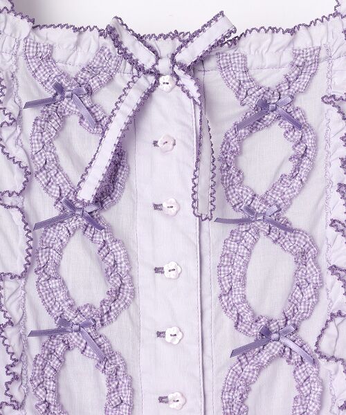 PINK HOUSE / ピンクハウス ロング・マキシ丈ワンピース | ローン×ギンガムチェックパッチワークワンピース | 詳細9