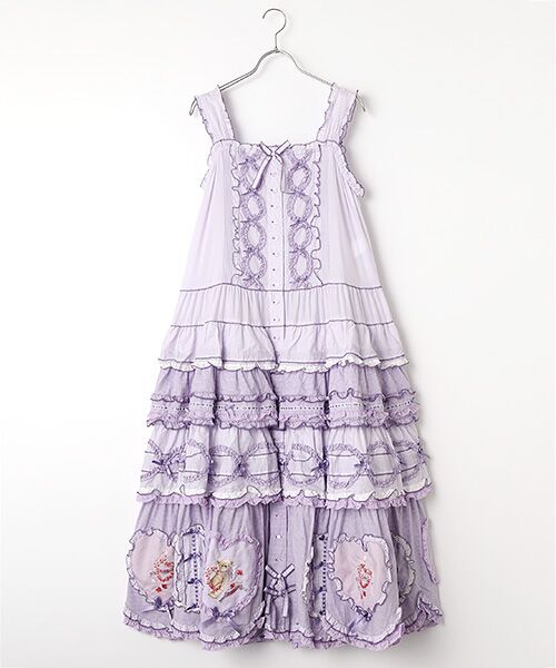 PINK HOUSE / ピンクハウス ロング・マキシ丈ワンピース | ローン×ギンガムチェックパッチワークワンピース（ラベンダー）