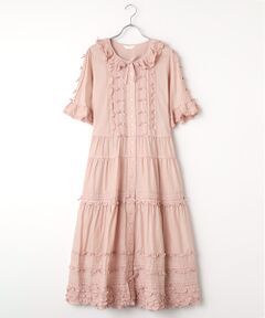 PINK HOUSE / ピンクハウス ロング・マキシ丈ワンピース | サテンリボンいっぱいローンワンピース