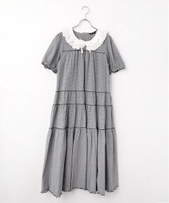 PINK HOUSE / ピンクハウス ロング・マキシ丈ワンピース | ローン襟付きギンガムチェックワンピース