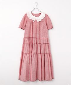 PINK HOUSE / ピンクハウス ロング・マキシ丈ワンピース | ローン襟付きギンガムチェックワンピース