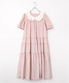 PINK HOUSE / ピンクハウス ロング・マキシ丈ワンピース | ローン襟付きギンガムチェックワンピース