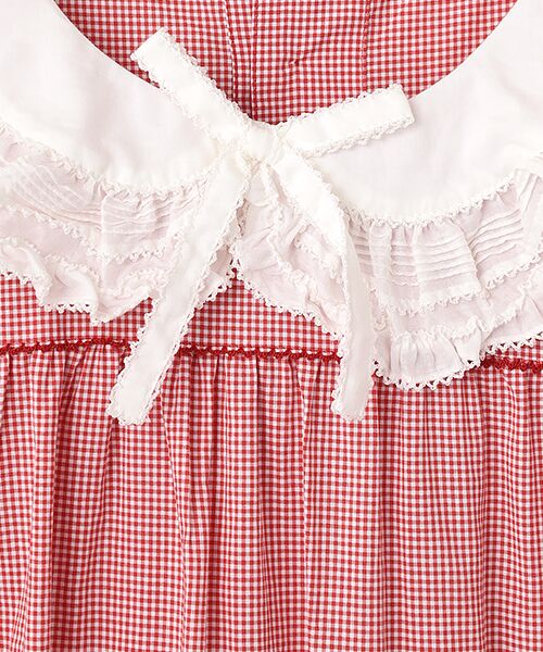 PINK HOUSE / ピンクハウス ロング・マキシ丈ワンピース | ローン襟付きギンガムチェックワンピース | 詳細4