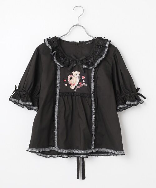 PINK HOUSE / ピンクハウス シャツ・ブラウス | テディローズ刺繍使いブラウス（クロ）