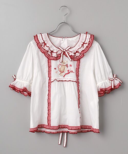 PINK HOUSE / ピンクハウス シャツ・ブラウス | テディローズ刺繍使いブラウス（シロ）