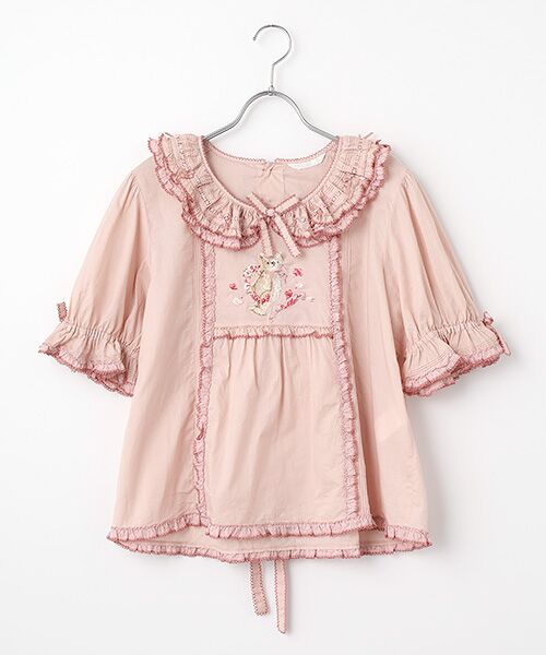 PINK HOUSE / ピンクハウス シャツ・ブラウス | テディローズ刺繍使いブラウス（ピンク）