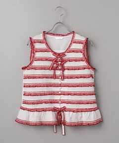 PINK HOUSE / ピンクハウス シャツ・ブラウス | ギンガムフリル使いローンノースリーブブラウス