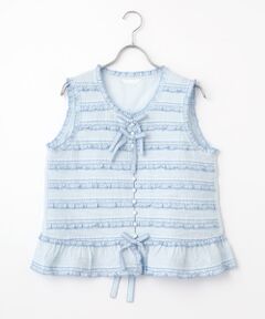 PINK HOUSE / ピンクハウス シャツ・ブラウス | ギンガムフリル使いローンノースリーブブラウス