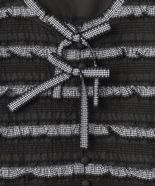 PINK HOUSE / ピンクハウス シャツ・ブラウス | ギンガムフリル使いローンノースリーブブラウス | 詳細1
