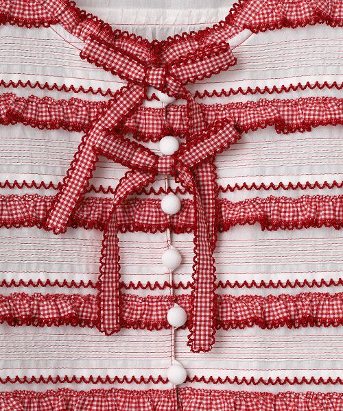 PINK HOUSE / ピンクハウス シャツ・ブラウス | ギンガムフリル使いローンノースリーブブラウス | 詳細2