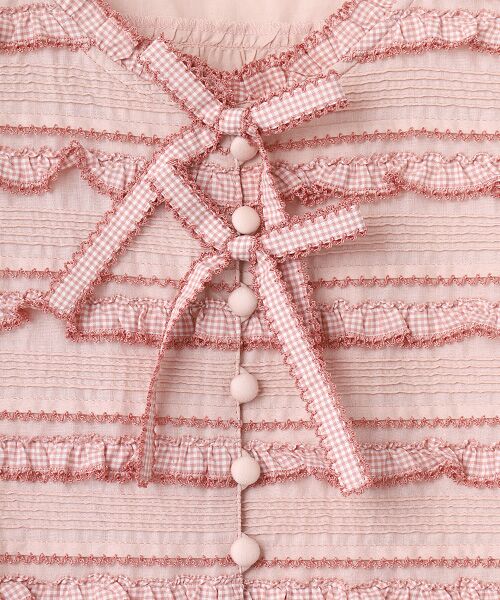 PINK HOUSE / ピンクハウス シャツ・ブラウス | ギンガムフリル使いローンノースリーブブラウス | 詳細3