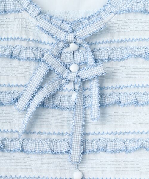 PINK HOUSE / ピンクハウス シャツ・ブラウス | ギンガムフリル使いローンノースリーブブラウス | 詳細4