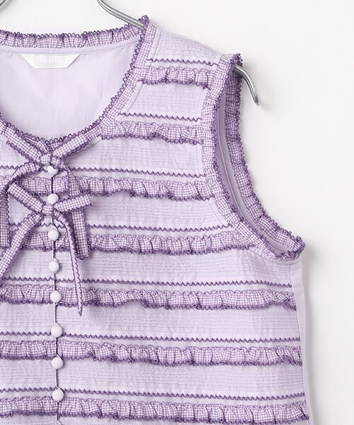 PINK HOUSE / ピンクハウス シャツ・ブラウス | ギンガムフリル使いローンノースリーブブラウス | 詳細6