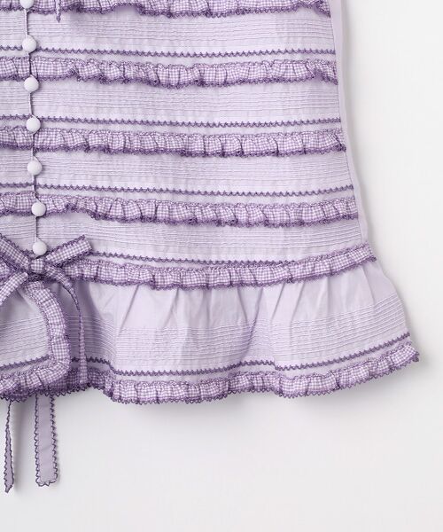 PINK HOUSE / ピンクハウス シャツ・ブラウス | ギンガムフリル使いローンノースリーブブラウス | 詳細7