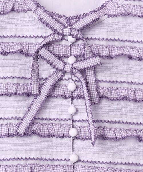 PINK HOUSE / ピンクハウス シャツ・ブラウス | ギンガムフリル使いローンノースリーブブラウス | 詳細8