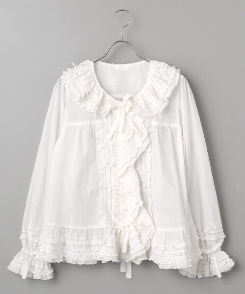 PINK HOUSE / ピンクハウス シャツ・ブラウス | ローンフリルオーバーブラウス（シロ）