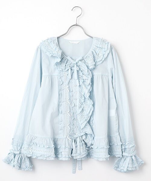 PINK HOUSE / ピンクハウス シャツ・ブラウス | ローンフリルオーバーブラウス（ソライロ）