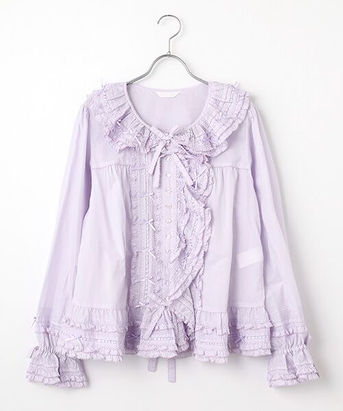PINK HOUSE / ピンクハウス シャツ・ブラウス | ローンフリルオーバーブラウス（ラベンダー）
