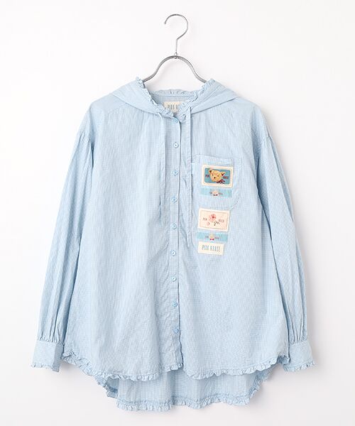 PINK HOUSE / ピンクハウス シャツ・ブラウス | ネームワッペン使いギンガムフードブラウス（ソライロ）