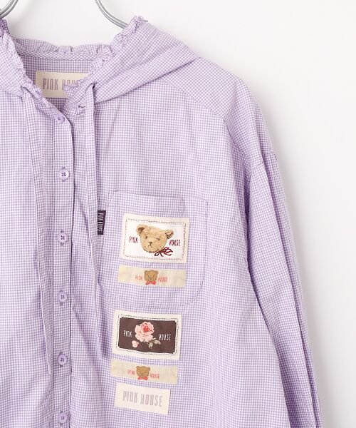 PINK HOUSE / ピンクハウス シャツ・ブラウス | ネームワッペン使いギンガムフードブラウス | 詳細6