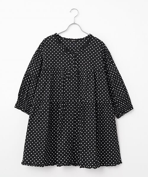 PINK HOUSE / ピンクハウス チュニック | 水玉プリントチュニックブラウス（クロ×シロ）