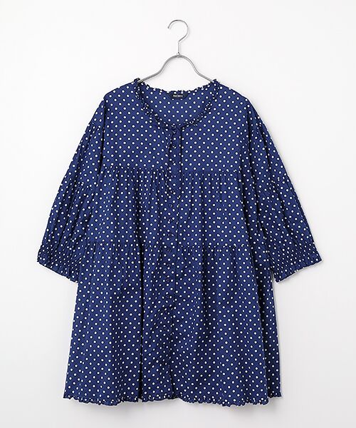 PINK HOUSE / ピンクハウス チュニック | 水玉プリントチュニックブラウス（ネイビー×シロ）