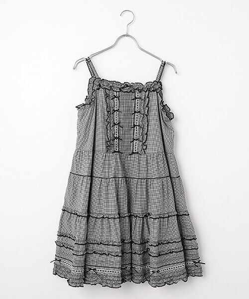 PINK HOUSE / ピンクハウス チュニック | フリル使いキャミソールチュニックブラウス（クロ）