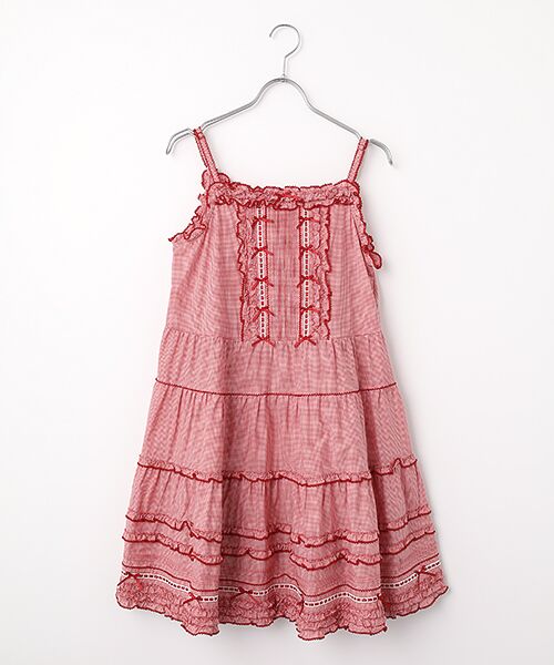 PINK HOUSE / ピンクハウス チュニック | フリル使いキャミソールチュニックブラウス（アカ）