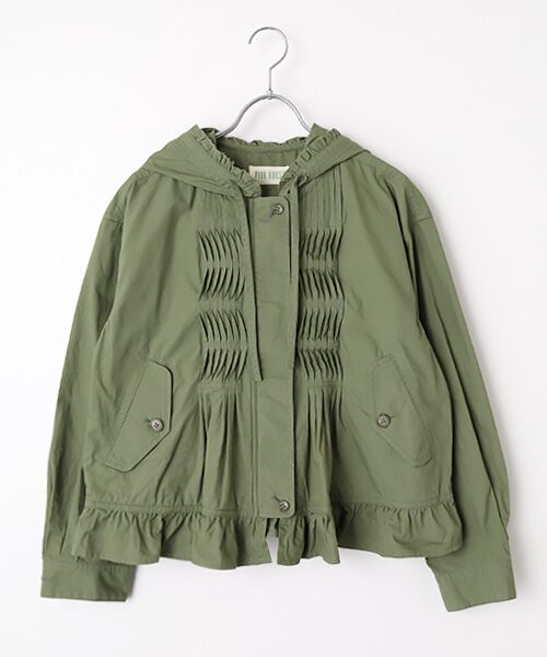 PINK HOUSE / ピンクハウス ブルゾン | フリル使いフードブルゾン（カーキ）