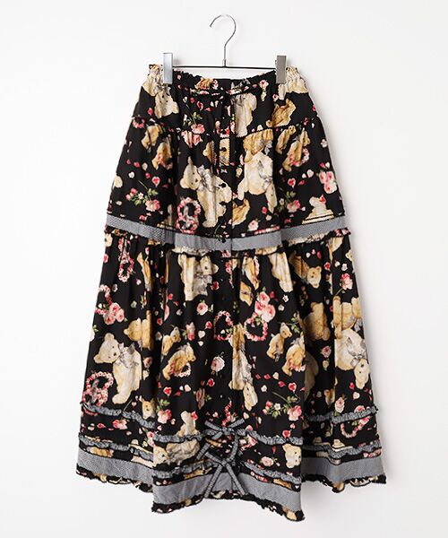 PINK HOUSE / ピンクハウス ロング・マキシ丈スカート | テディローズプリントスカート（クロ）