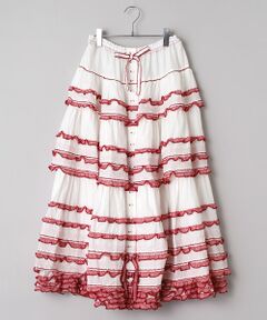 PINK HOUSE / ピンクハウス ロング・マキシ丈スカート | ギンガムフリル使いローンスカート