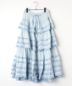 PINK HOUSE / ピンクハウス ロング・マキシ丈スカート | ギンガムフリル使いローンスカート